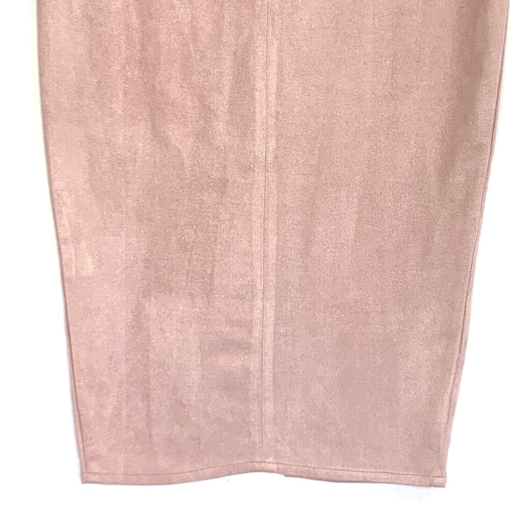 Missguided Skirt Womens 2 Pink Midi Suede Like Bodycon Zipper Front Slit - Picture 6 of 12